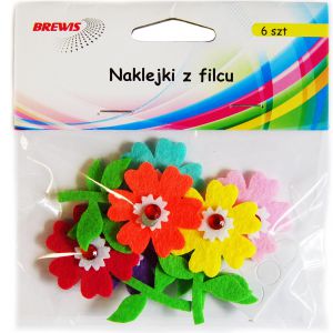 Naklejki z filcu Brewis Kwiatki II, 6szt